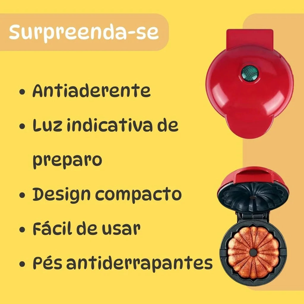 Máquina Portátil sem Óleo para Bolo e Pipoca 110V/220V, Mini Bivolt para Lanches Saudáveis