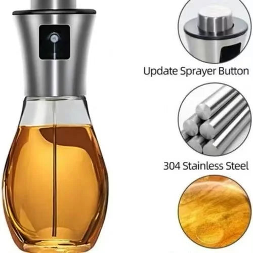 Spray Borrifador Azeite Galheteiro Vidro Inox Pulverizador Vinagre Oleo 200ml Tempero Cozinha