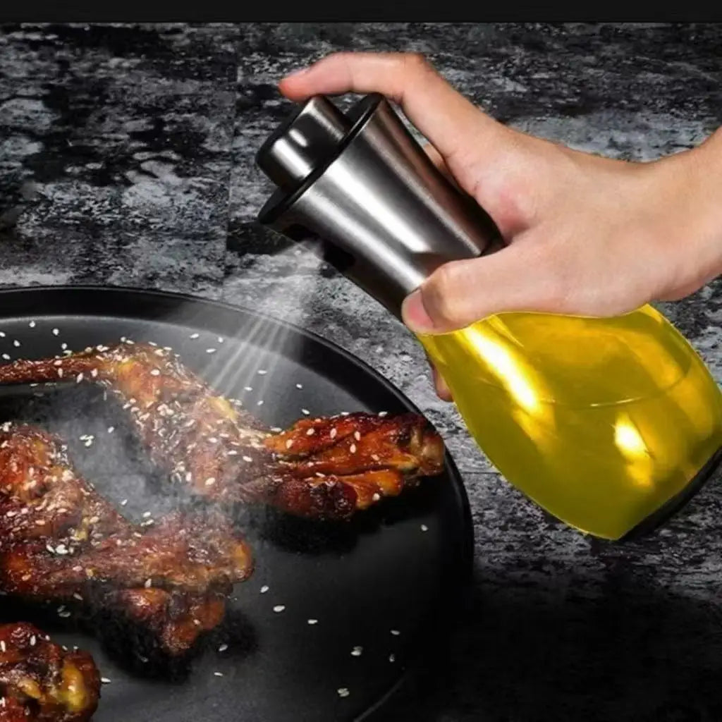 Spray Borrifador Azeite Galheteiro Vidro Inox Pulverizador Vinagre Oleo 200ml Tempero Cozinha