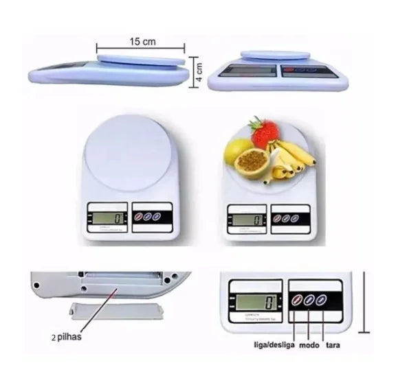 Balança Digital de Cozinha 1g a 10kg | Alta Precisão para Nutrição, dieta e fitness
