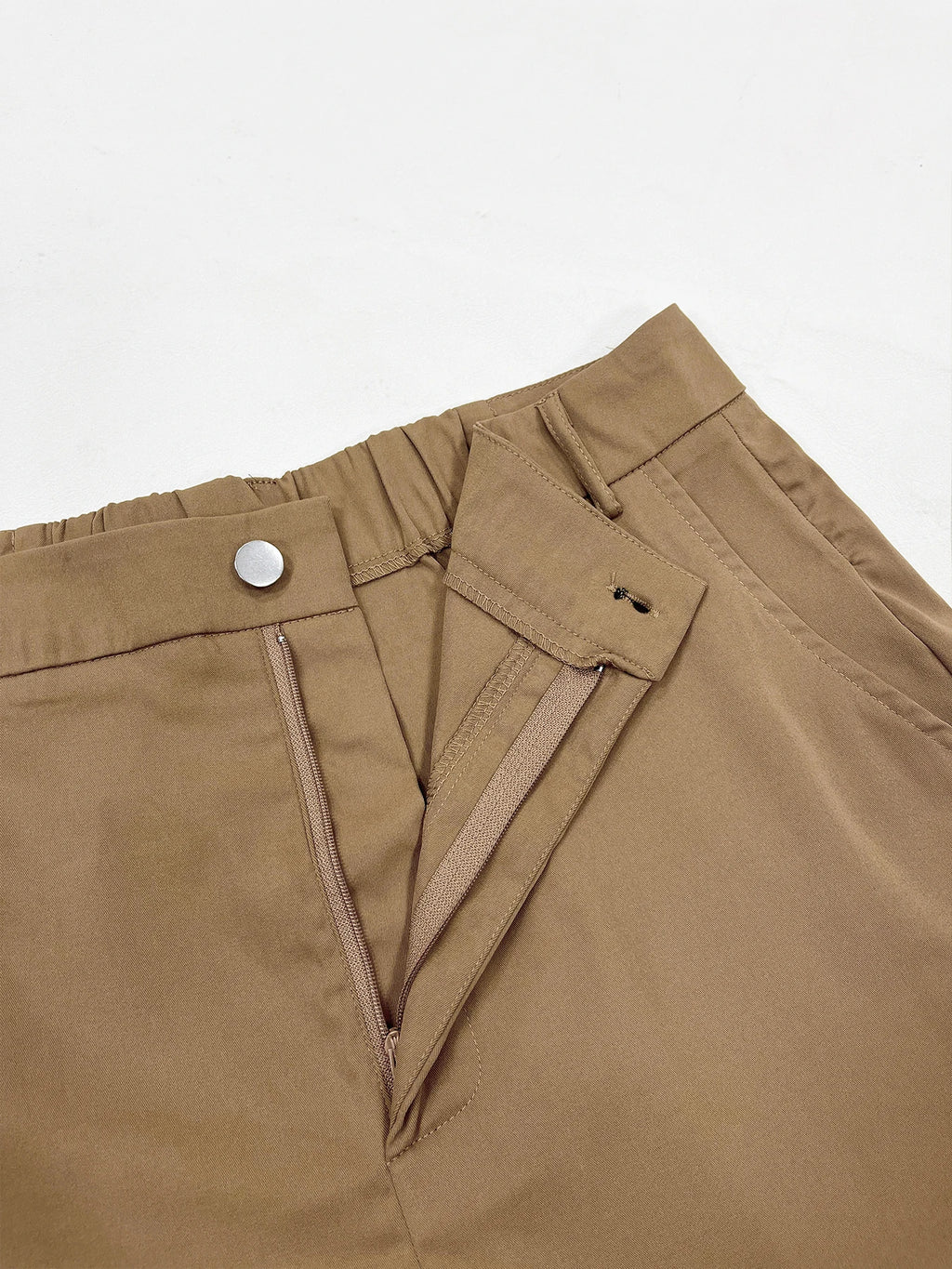 Calças cargo femininas simples de cintura alta, calças casuais com botão de bolso da moda de rua para uso diário, calças femininas para todas as estações