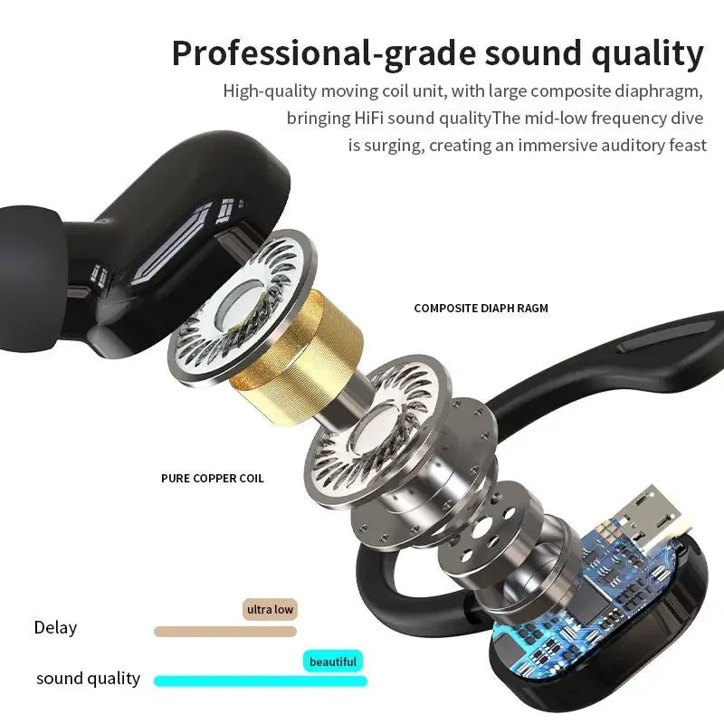 Bluetooth 5.2 negócios sem fio fone de ouvido gancho mini alta fidelidade baixo cancelamento de ruído fone de ouvido com microfone esporte jogo fone de ouvido
