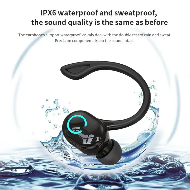 Bluetooth 5.2 negócios sem fio fone de ouvido gancho mini alta fidelidade baixo cancelamento de ruído fone de ouvido com microfone esporte jogo fone de ouvido
