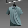 Camisa Polo Masculina Casual de Cor Sólida com Manga Curta, Top Versátil e Confortável para o Verão