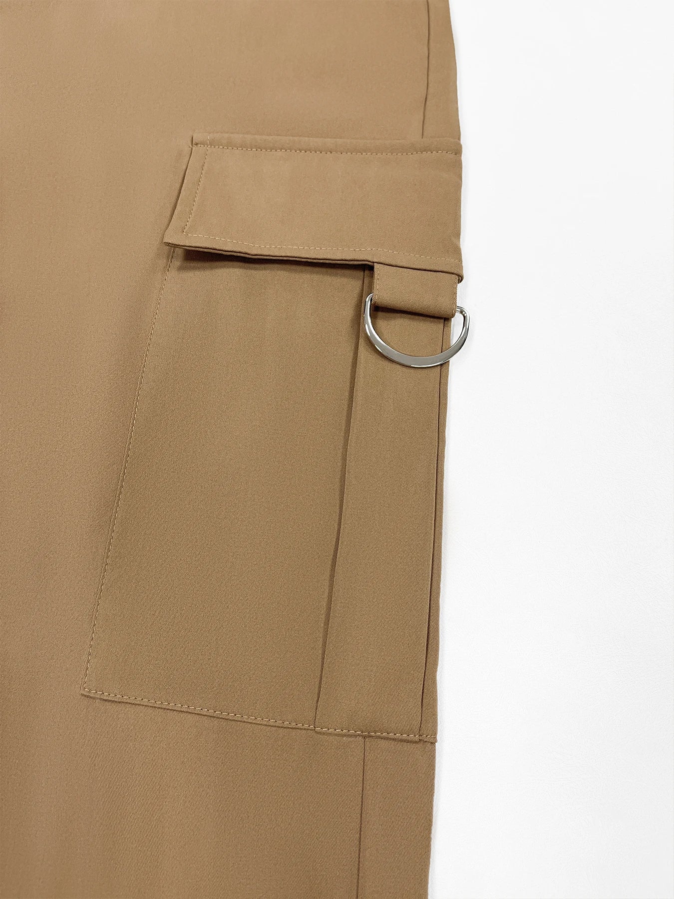 Calças cargo femininas simples de cintura alta, calças casuais com botão de bolso da moda de rua para uso diário, calças femininas para todas as estações